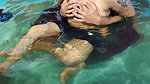 Hot pool romance with boobs press and ass romance