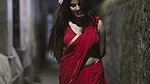 hot sexy bengali girl hot big boobs and navel in red saree (2)2