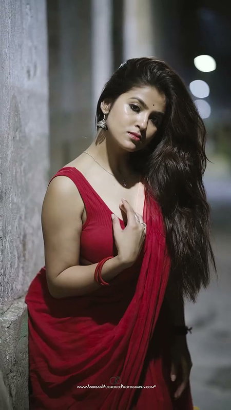 hot sexy bengali girl hot big boobs and navel in red saree (2)2