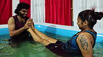 Pool romance with lip lock