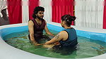 Pool romance with lip lock