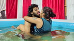 Pool romance with lip lock