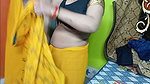 Beautiful Bhabhi Wearing Yellow Sari