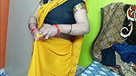 Beautiful Bhabhi Wearing Yellow Sari