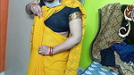 Beautiful Bhabhi Wearing Yellow Sari