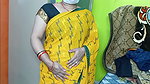 Beautiful Bhabhi Wearing Yellow Sari