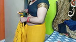Indian Beautiful Bhabhi in Yellow Color Sari.