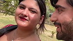 huge tits of desi lady jiggling while walkin in red top2