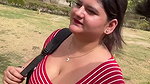 huge tits of desi lady jiggling while walkin in red top2