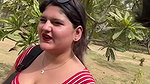 huge tits of desi lady jiggling while walkin in red top2