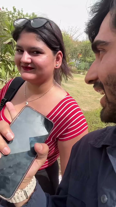huge tits of desi lady jiggling while walkin in red top2