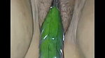 Indian desi sister-in-law with cucumber