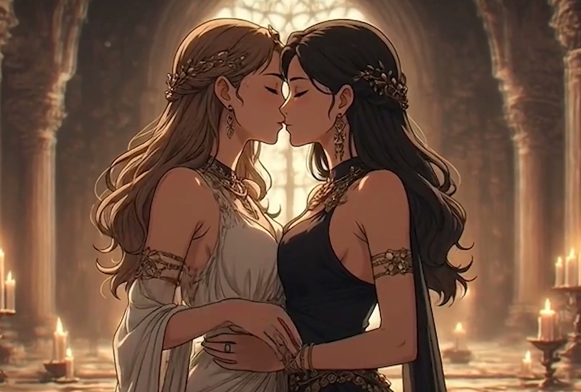 Kissing Orgasm of Mature Women, AI Generated Cartoon content, Uncensored video of 18 Year old Anime Girl