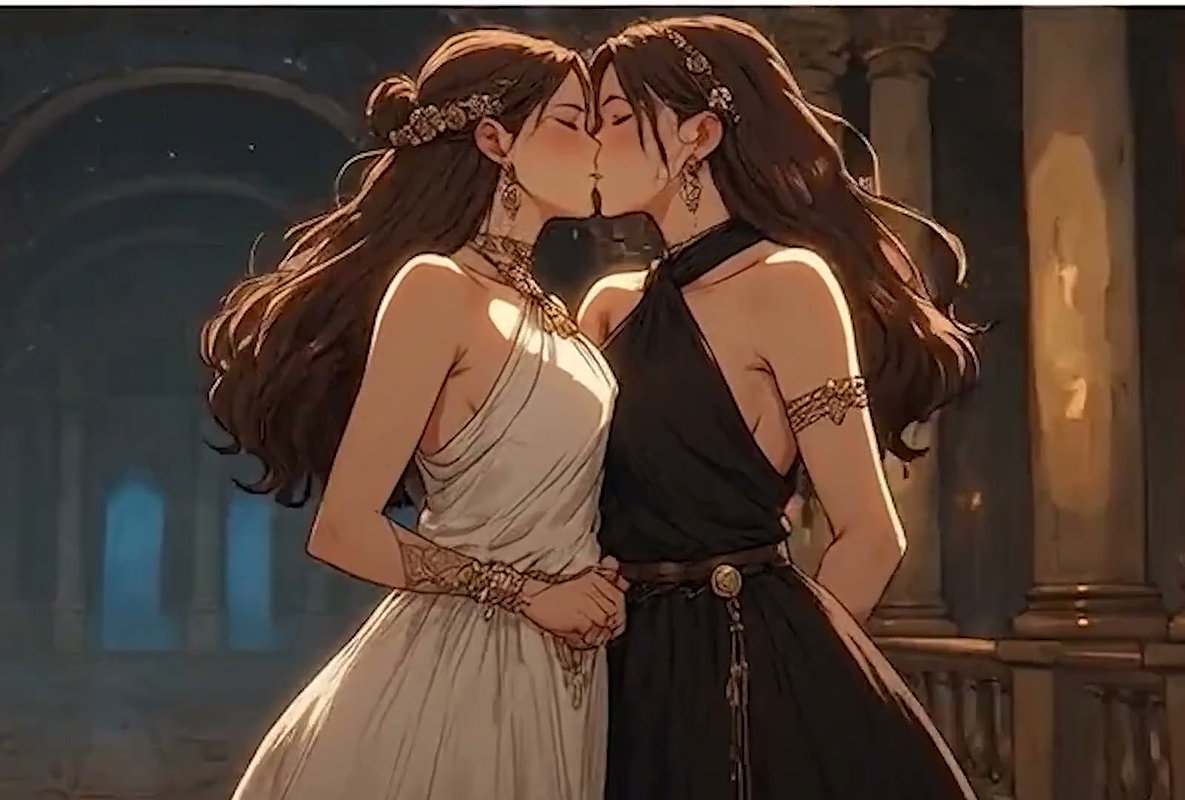 Kissing Orgasm of Mature Women, AI Generated Cartoon content, Uncensored video of 18 Year old Anime Girl