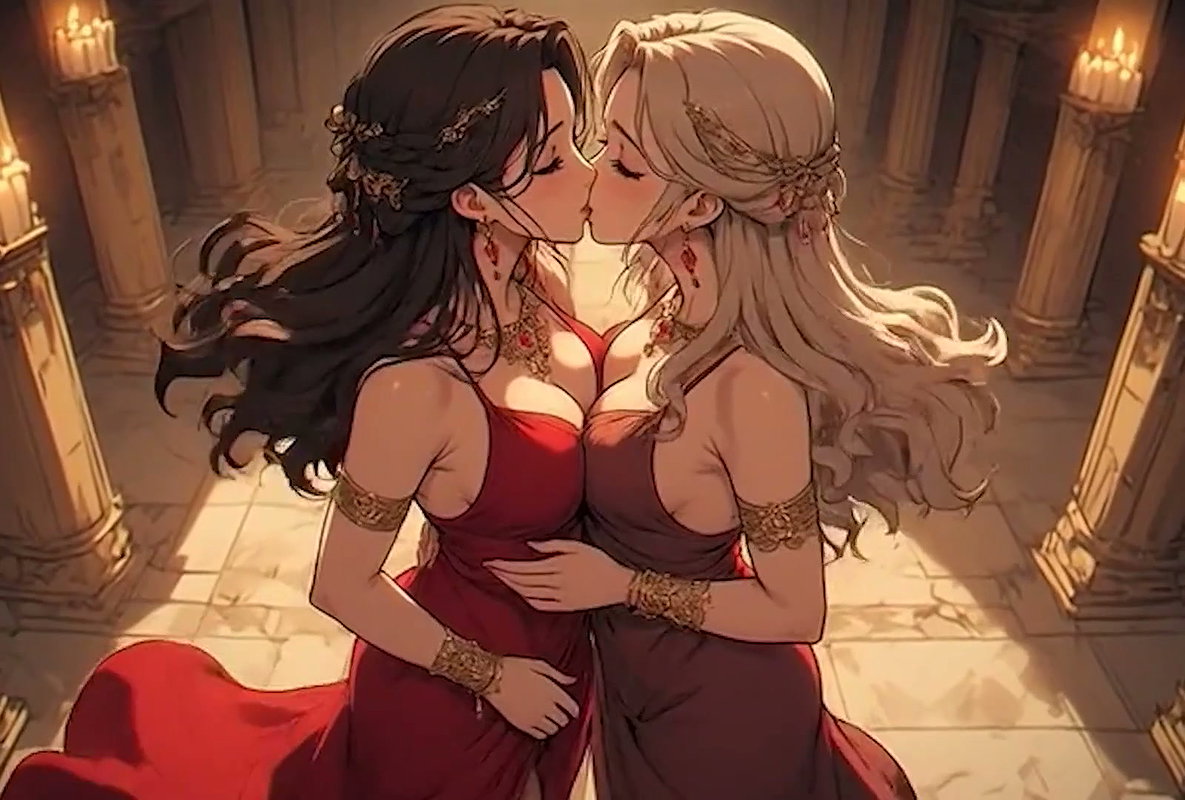 Kissing Orgasm of Mature Women, AI Generated Cartoon content, Uncensored video of 18 Year old Anime Girl