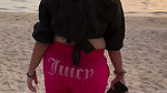 chritian sexy breasts in black beach wear2