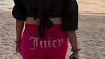 chritian sexy breasts in black beach wear2