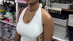 dusky girl deep big navel and boobs in white shirt2