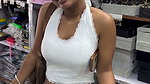dusky girl deep big navel and boobs in white shirt2