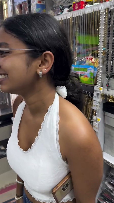 dusky girl deep big navel and boobs in white shirt2