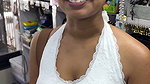 dusky girl deep big navel and boobs in white shirt2
