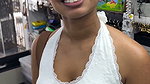 dusky girl deep big navel and boobs in white shirt2