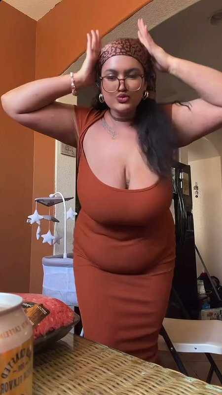 nri lady huge hanging tits om brown outfit2