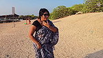 Nair Fleshy Tummy ,Navel,Big Breasts ,Huge Ass in black Saree