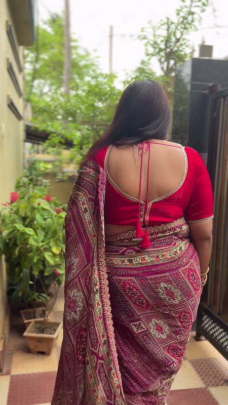 punjabi lady in red blouse and saree 2 2