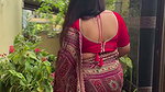 punjabi lady in red blouse and saree 2 2