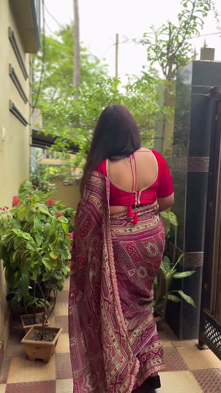 punjabi lady in red blouse and saree 2 2