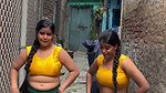 desi twins hot boobs and navel in yellow green costume 2 2