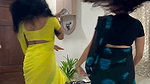 lady sexy navel in yellow saree 1