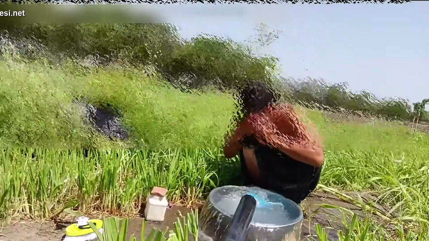 Kheton mein desi sauteli bahan Sadi utaar kar Naha Rahi Hai khula bathroom jungle mein bhabhi Naha rahi hai sasur ji ne deka outdoor Bahhroo