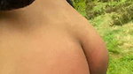 Hairs Sexy Busty Baddie Teasing Perfect Round Boobies, Slapping Ass Outdoor,BJ 229