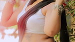 scaria sexy navel and boobs in white and black saree 22