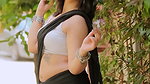 scaria sexy navel and boobs in white and black saree 22