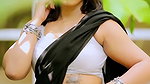 scaria sexy navel and boobs in white and black saree 22