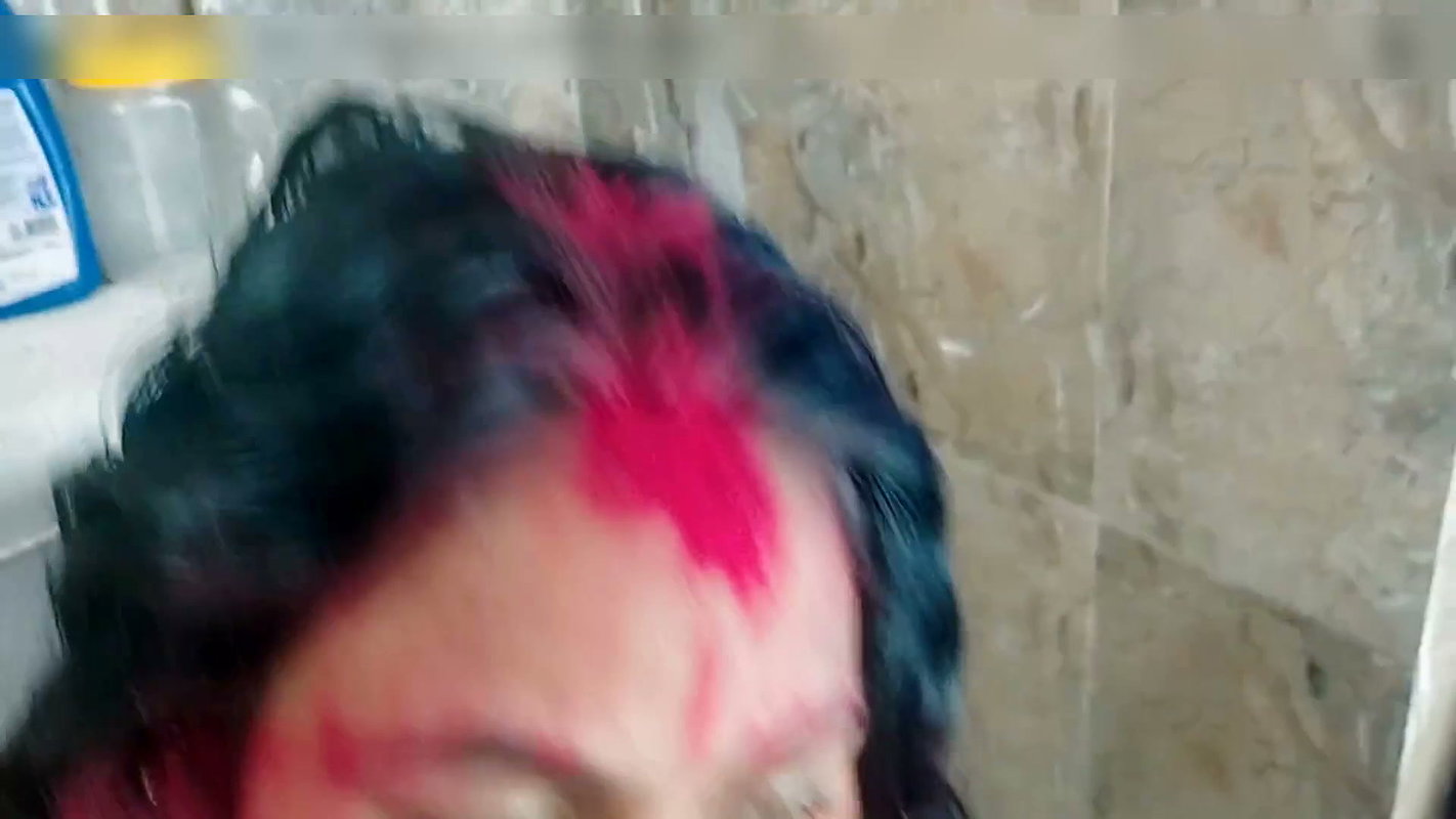 Holi Special Stepdad Fucks Horny Stepdaughter in Bathroom with Red Gulal All Over Her Big Tits