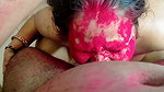Holi Special Stepdad Fucks Horny Stepdaughter in Bathroom with Red Gulal All Over Her Big Tits