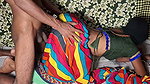Auntie, clad in a red saree, approaches creating a beautiful and romantic moment filled with love anal sex