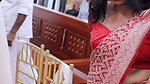 malayali girl sexy tummy cleavage in red saree 2 2