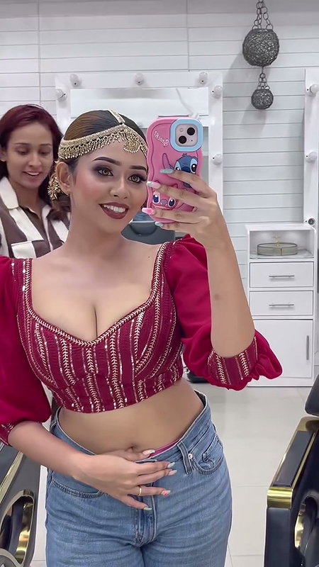 desi girl in black croptop 2 2