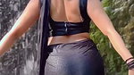 sexy sizzling navel,boob show in wet black saree 2 2