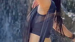 sexy sizzling navel,boob show in wet black saree 2 2