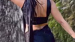 sexy sizzling navel,boob show in wet black saree 2 2