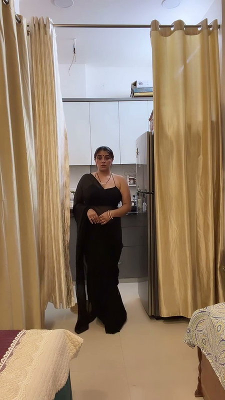 sizzling hot in black saree 2 2