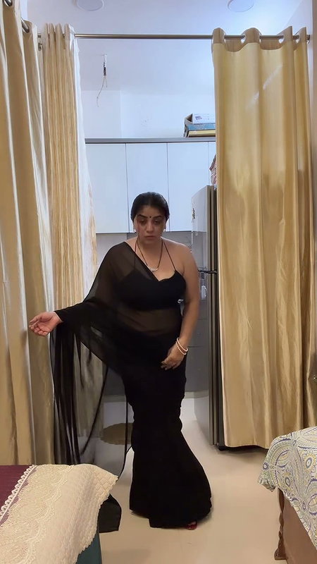 sizzling hot in black saree 2 2