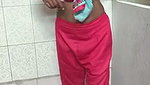 Indian Housewife in bathroom
