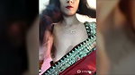 Bhabhi Zoya Stripping Saree Pressing her boobs